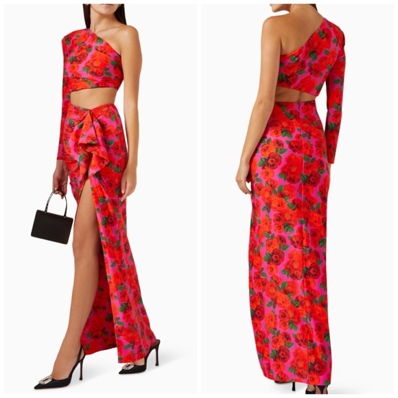 The New Arrivals by Ilkyaz Oze Gaia Cut Out Maxi Dress Rose Salvaje Size 6 - Picture 2 of 10